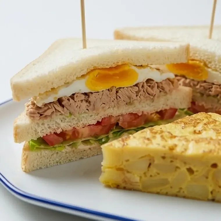 Foto de Café y tortilla o sándwich a elegir