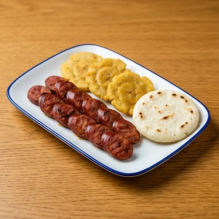 Foto de Chorizo con patacón, arepa o pan