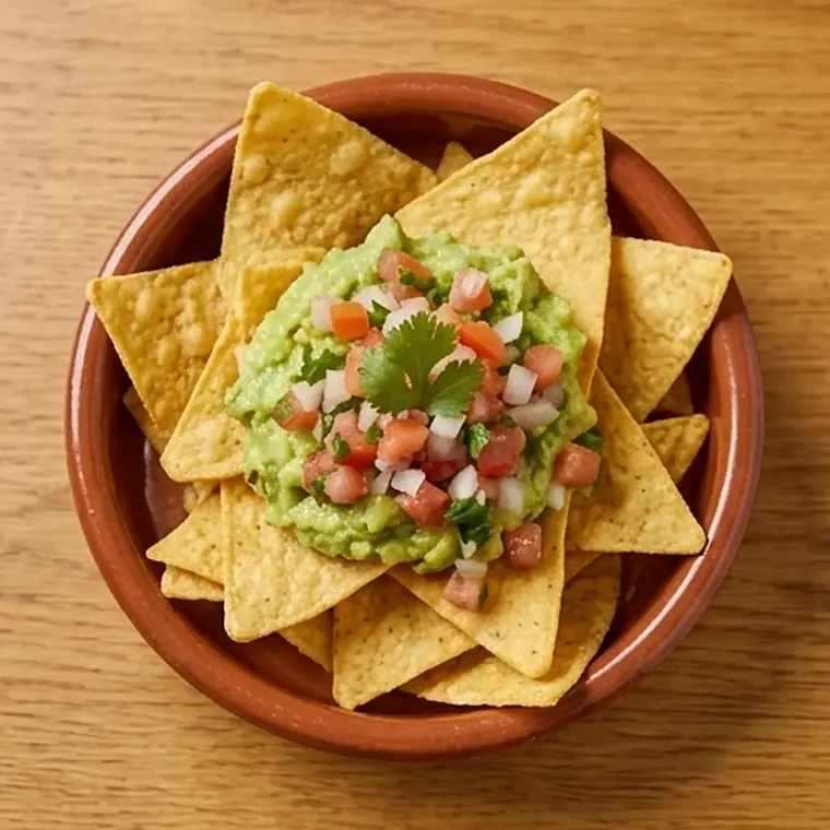Foto de Nachos con guacamole en cazuelita de barro